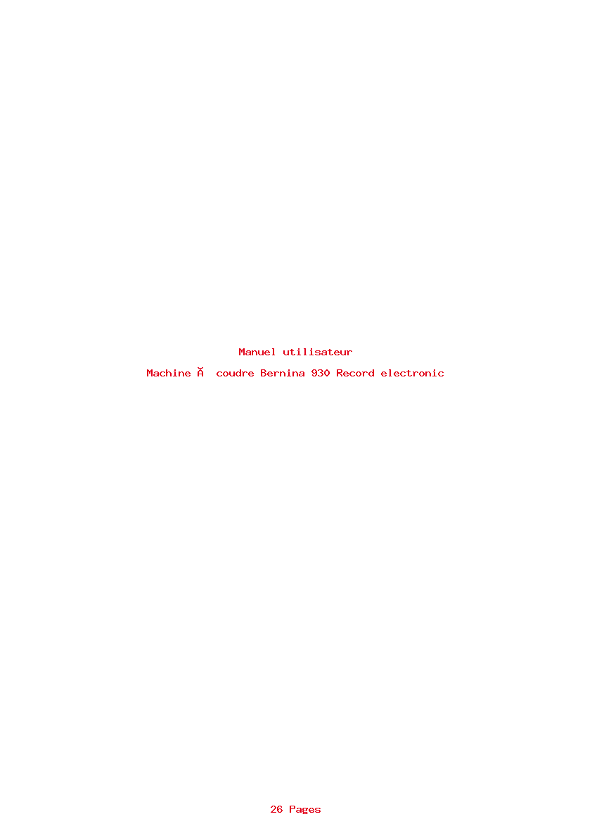 Page 1 de la notice Manuel utilisateur Bernina 930 Record electronic