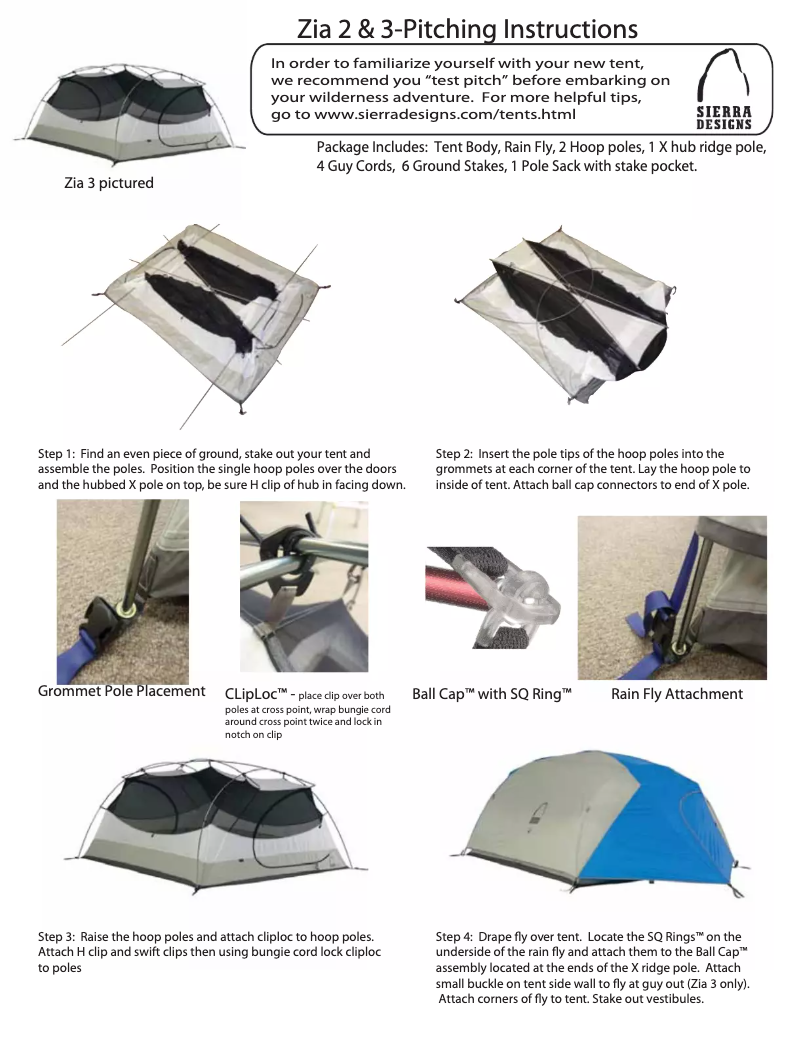 Página 1 del manual Manual de usuario Sierra Designs Zia 3