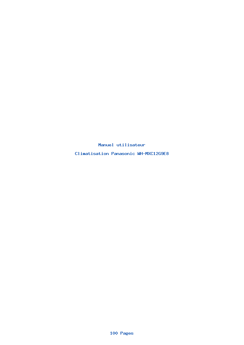 Page 1 de la notice Manuel utilisateur Panasonic WH-MXC12G9E8