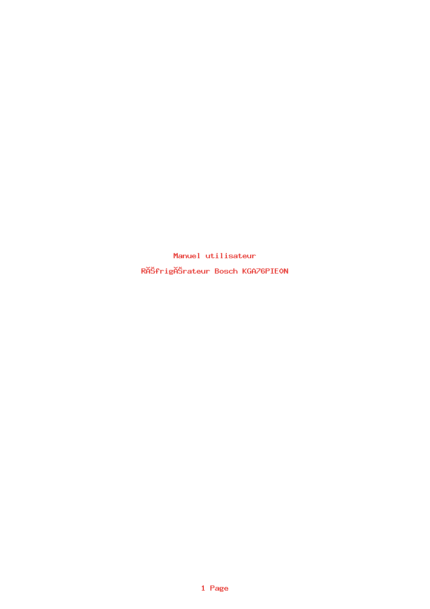 Page 1 de la notice Manuel utilisateur Bosch KGA76PIE0N