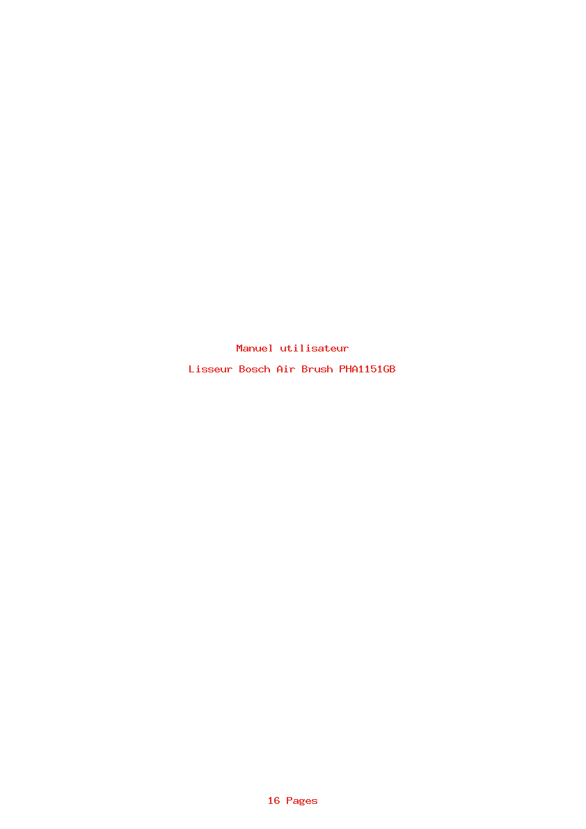 Page 1 de la notice Manuel utilisateur Bosch Air Brush PHA1151GB