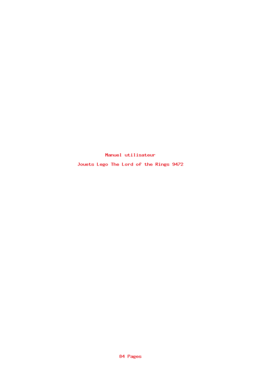 Page 1 de la notice Manuel utilisateur Lego The Lord of the Rings 9472