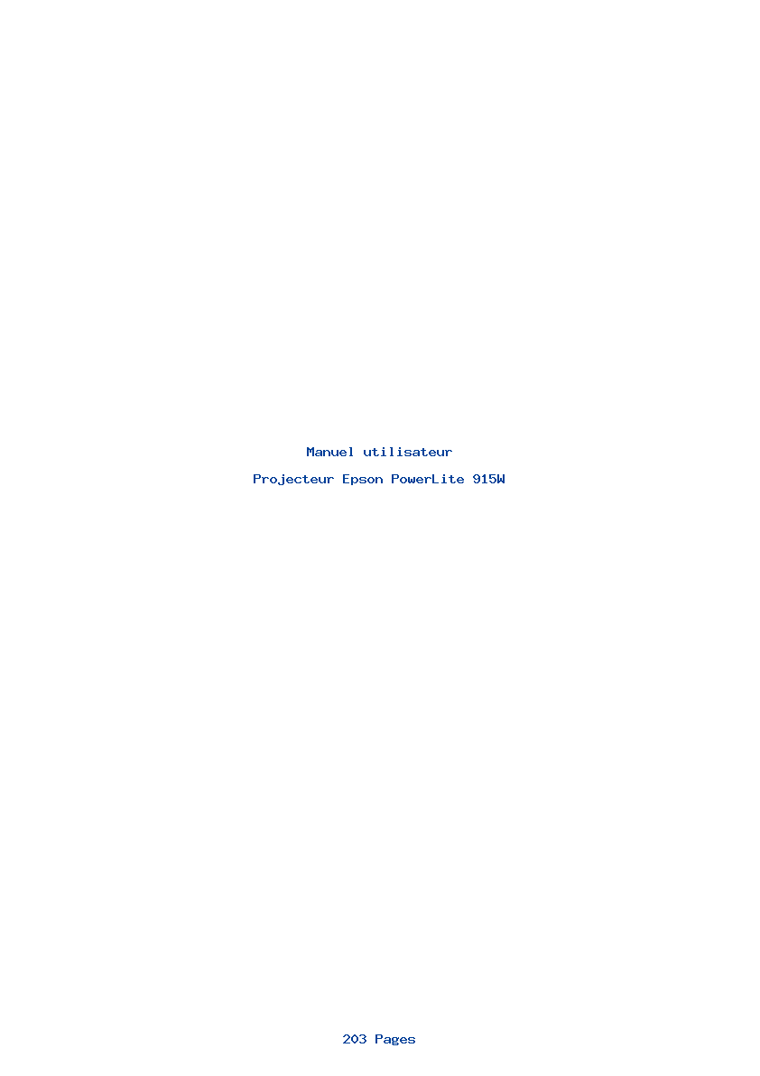 Page 1 de la notice Manuel utilisateur Epson PowerLite 915W