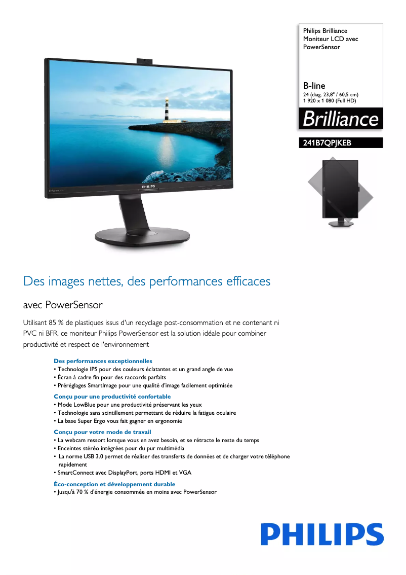 Image de la première page du manuel de l'appareil Brilliance 241B7QPJKEB