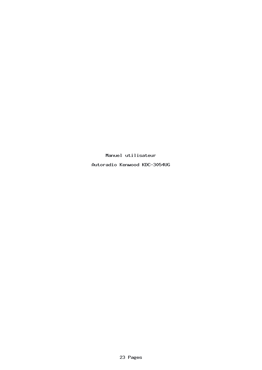 Page 1 de la notice Manuel utilisateur Kenwood KDC-3054UG
