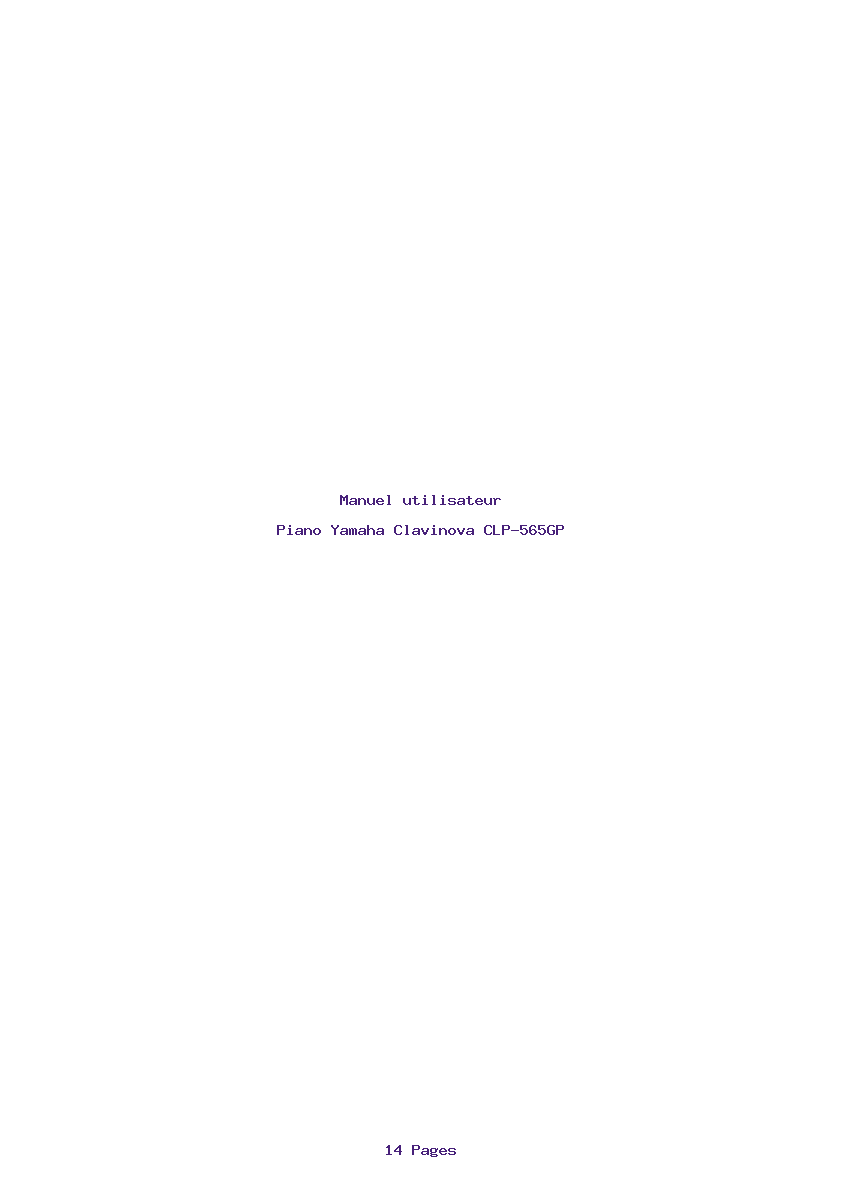 Page 1 de la notice Manuel utilisateur Yamaha Clavinova CLP-565GP