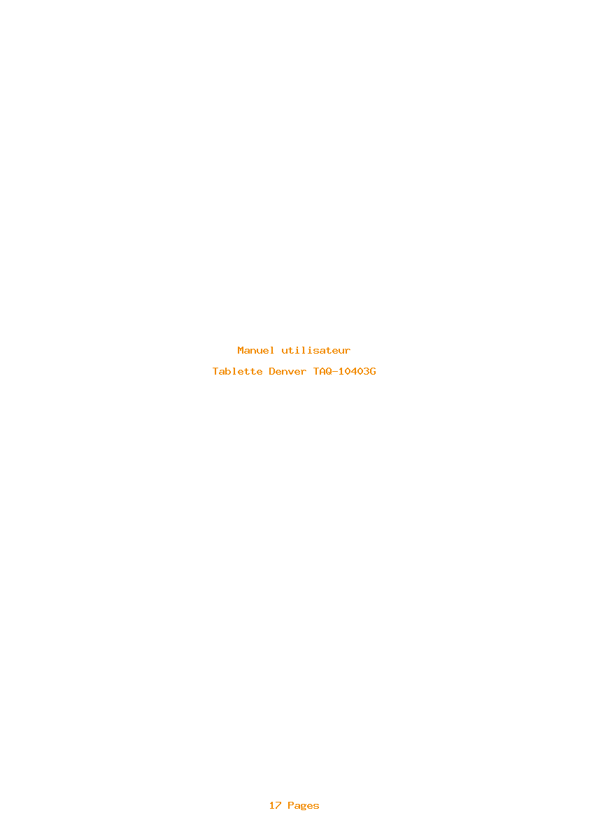 Page 1 de la notice Manuel utilisateur Denver TAQ-10403G