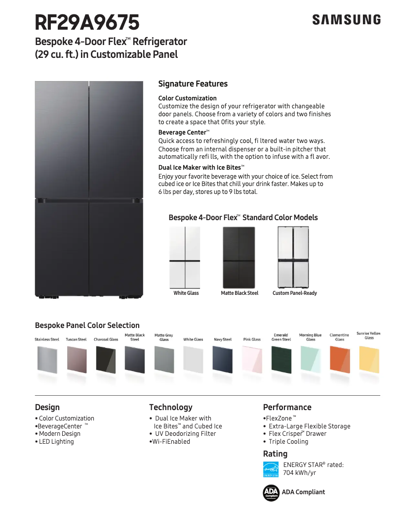 Página 1 del manual Ficha técnica Samsung RF29A9675MT