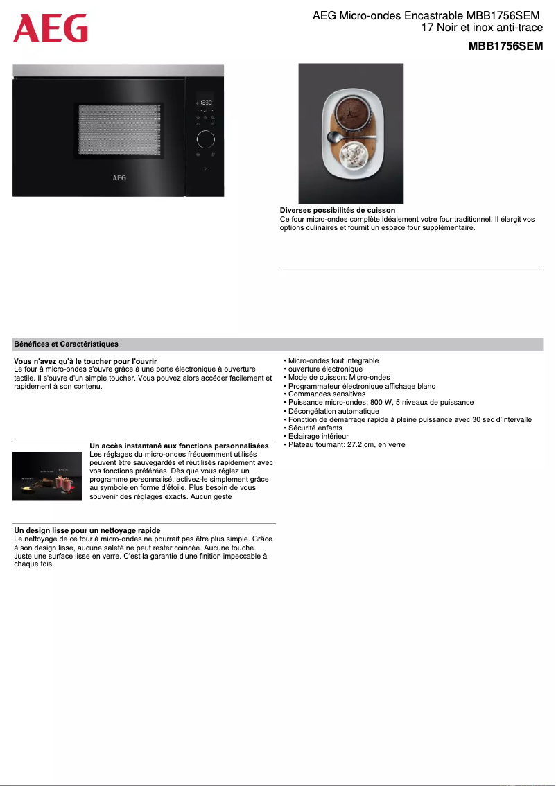 Página 1 del manual Ficha técnica AEG MBB1756SEM