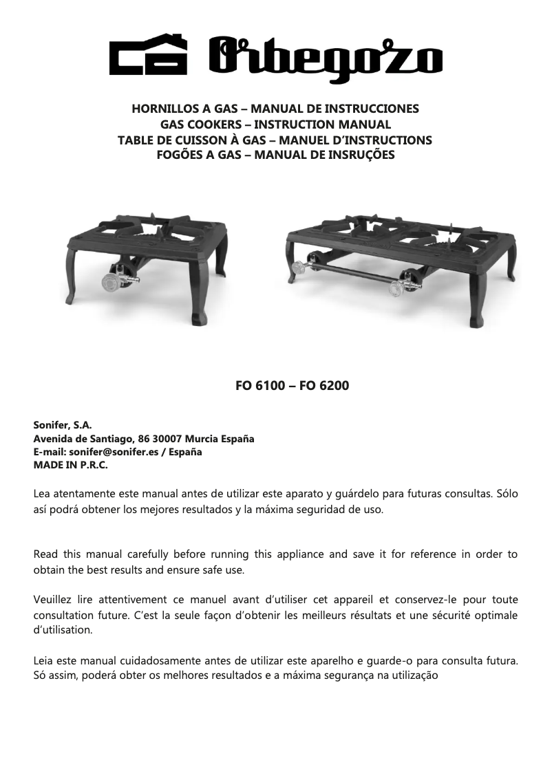 Page 1 de la notice Manuel utilisateur Orbegozo FO 6100