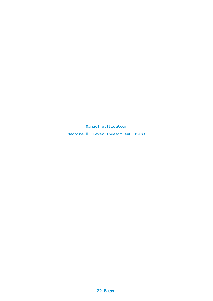 Page 1 de la notice Manuel utilisateur Indesit XWE 91483