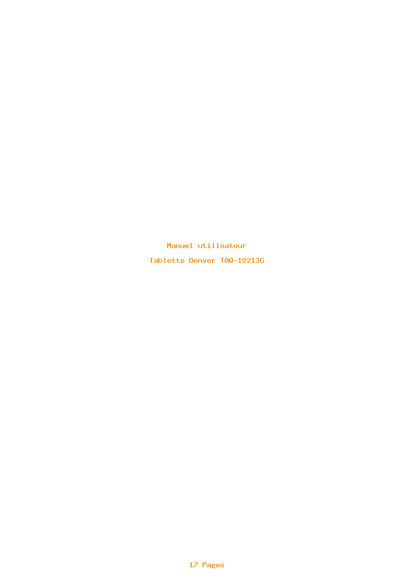 Page 1 de la notice Manuel utilisateur Denver TAQ-10213G