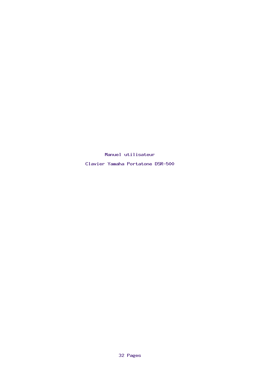 Page 1 de la notice Manuel utilisateur Yamaha Portatone DSR-500