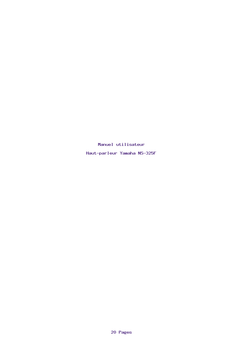 Page 1 de la notice Manuel utilisateur Yamaha NS-325F