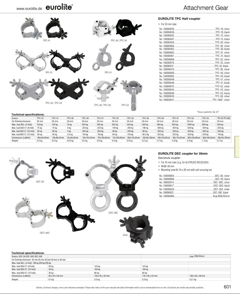 Page 1 de la notice Catalogue Eurolite TPC-36
