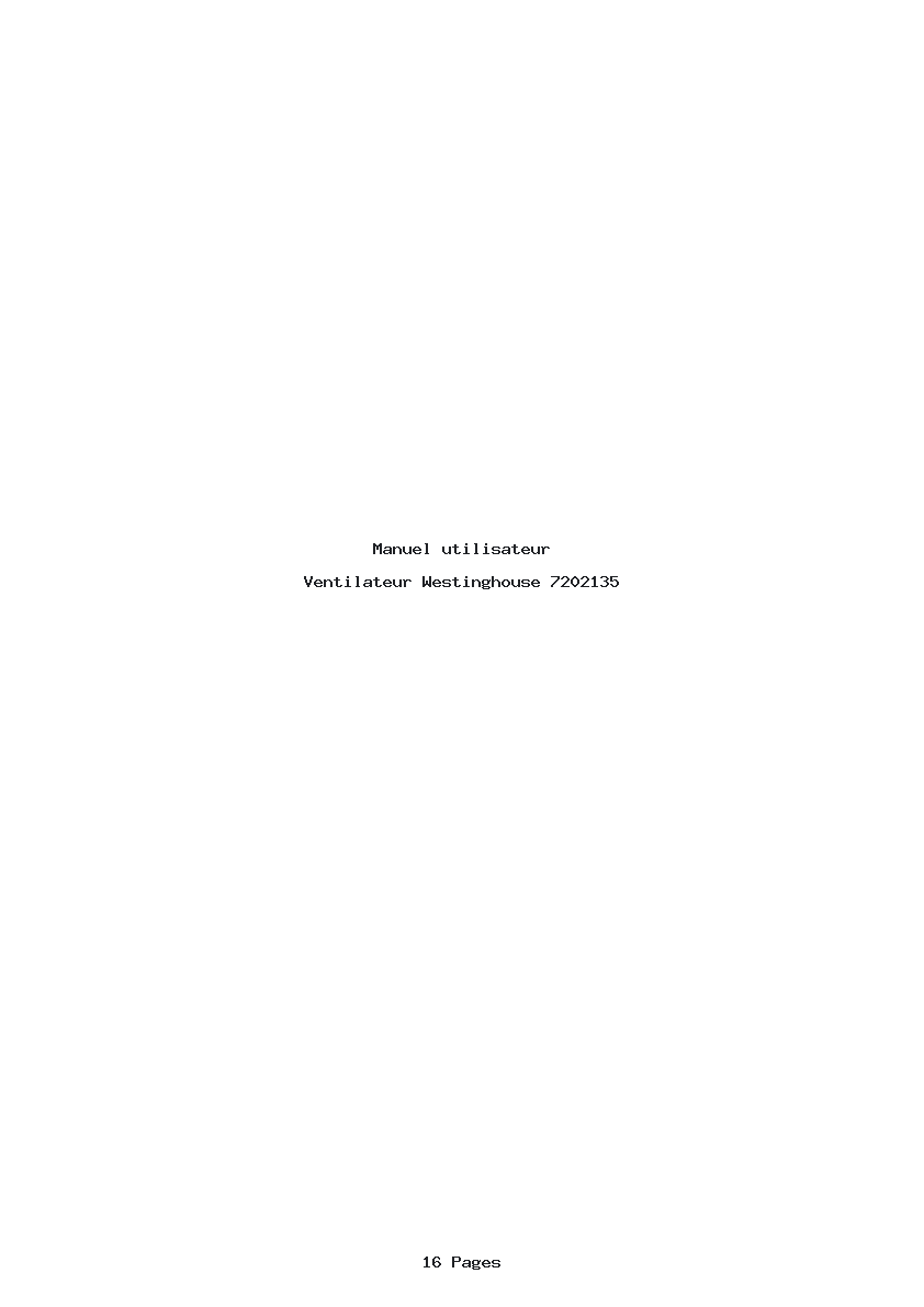 Page 1 de la notice Manuel utilisateur Westinghouse 7202135