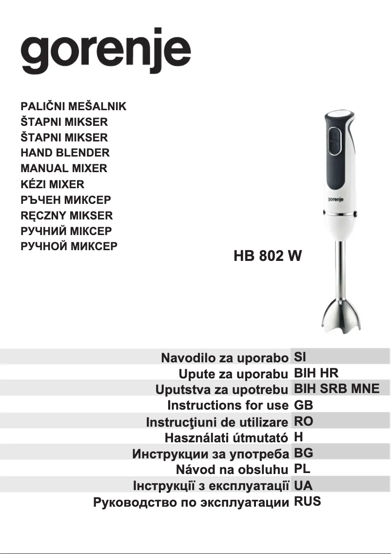 Page 1 de la notice Manuel utilisateur Gorenje HB802W