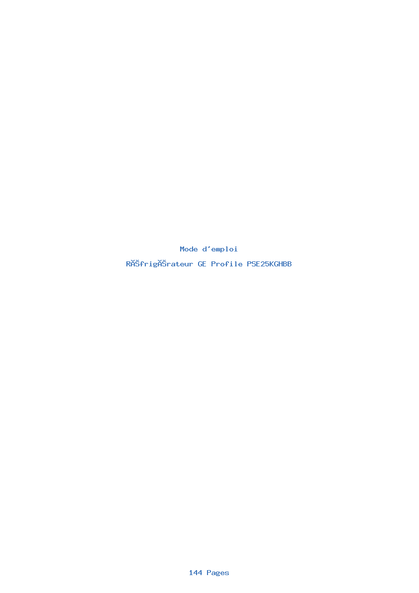 Page 1 de la notice Mode d'emploi GE Profile PSE25KGHBB