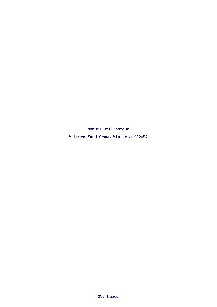Page 1 de la notice Manuel utilisateur Ford Crown Victoria (2005)