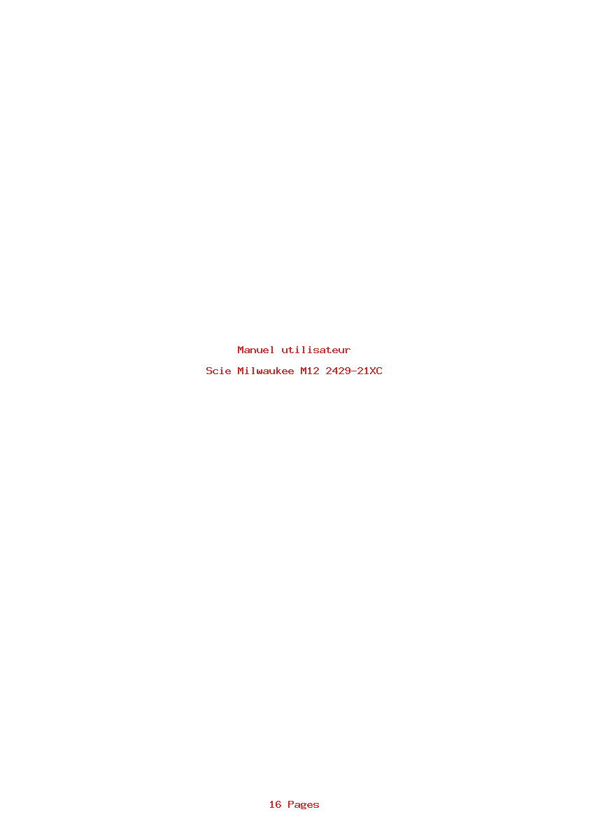 Page 1 de la notice Manuel utilisateur Milwaukee M12 2429-21XC