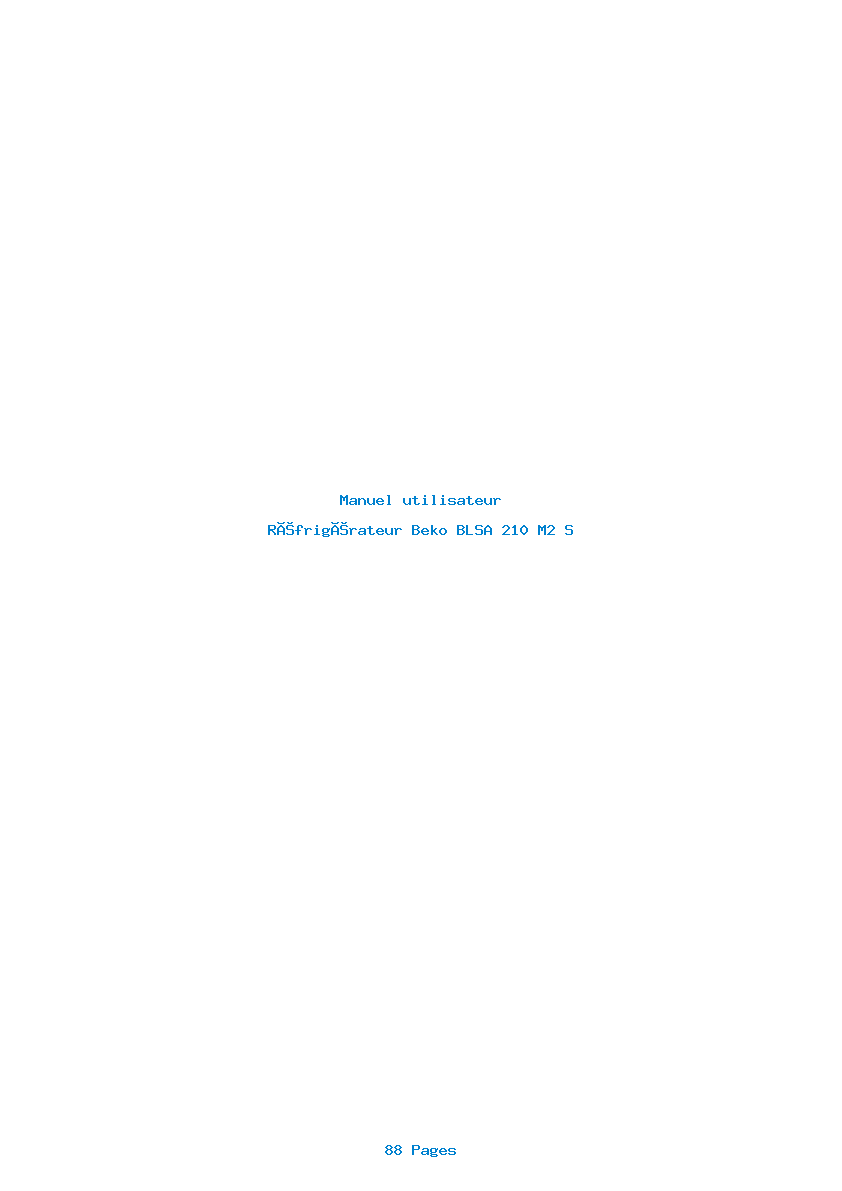Page 1 de la notice Manuel utilisateur Beko BLSA 210 M2 S