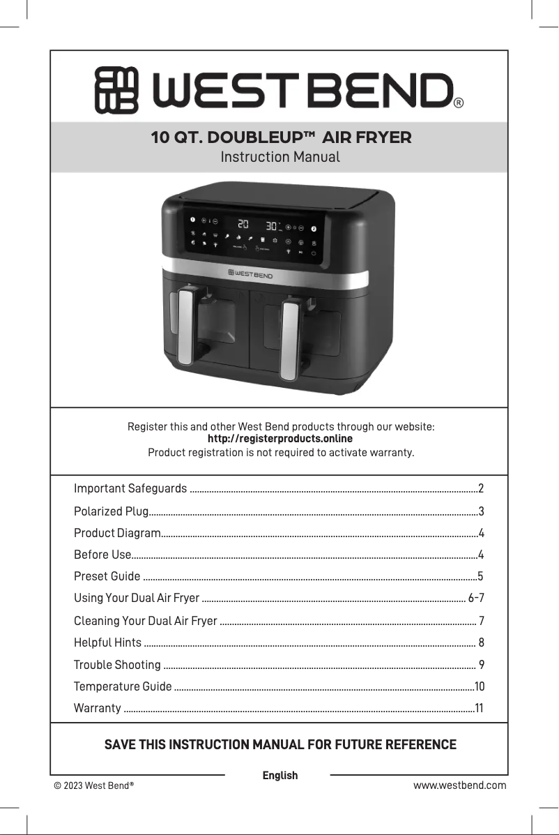 Página 1 del manual Manual de usuario WestBend AFWB10BK13