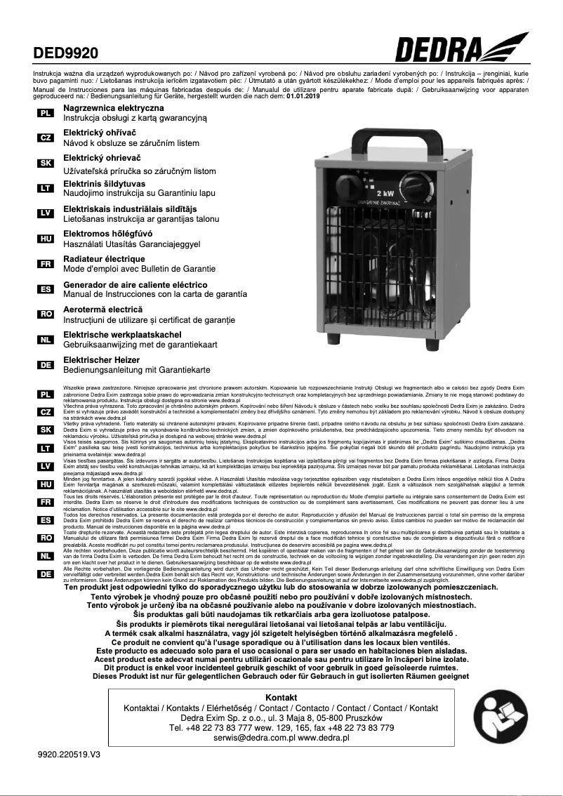 Image de la première page du manuel de l'appareil DED9920