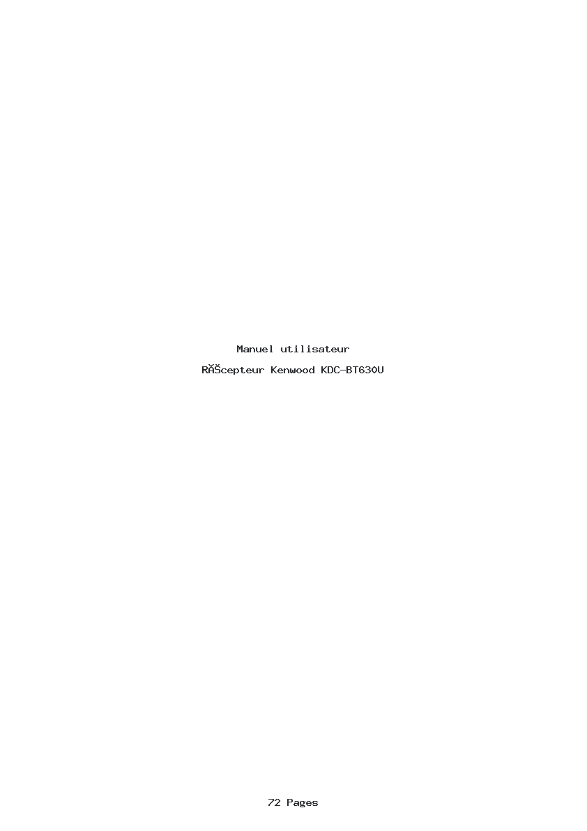 Page 1 de la notice Manuel utilisateur Kenwood KDC-BT630U