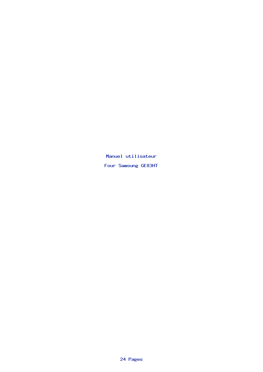 Page 1 de la notice Manuel utilisateur Samsung GE83HT