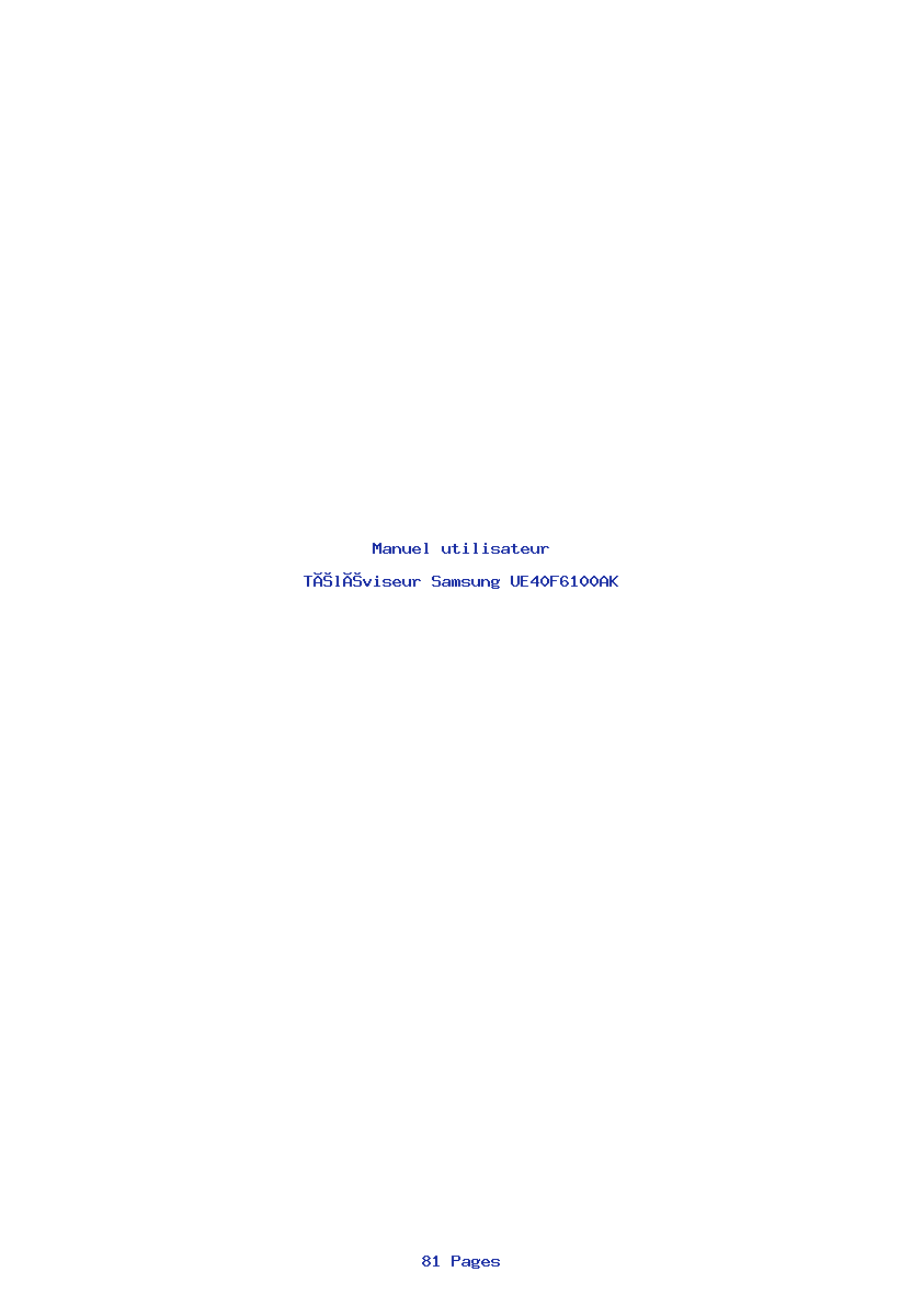 Page 1 de la notice Manuel utilisateur Samsung UE40F6100AK