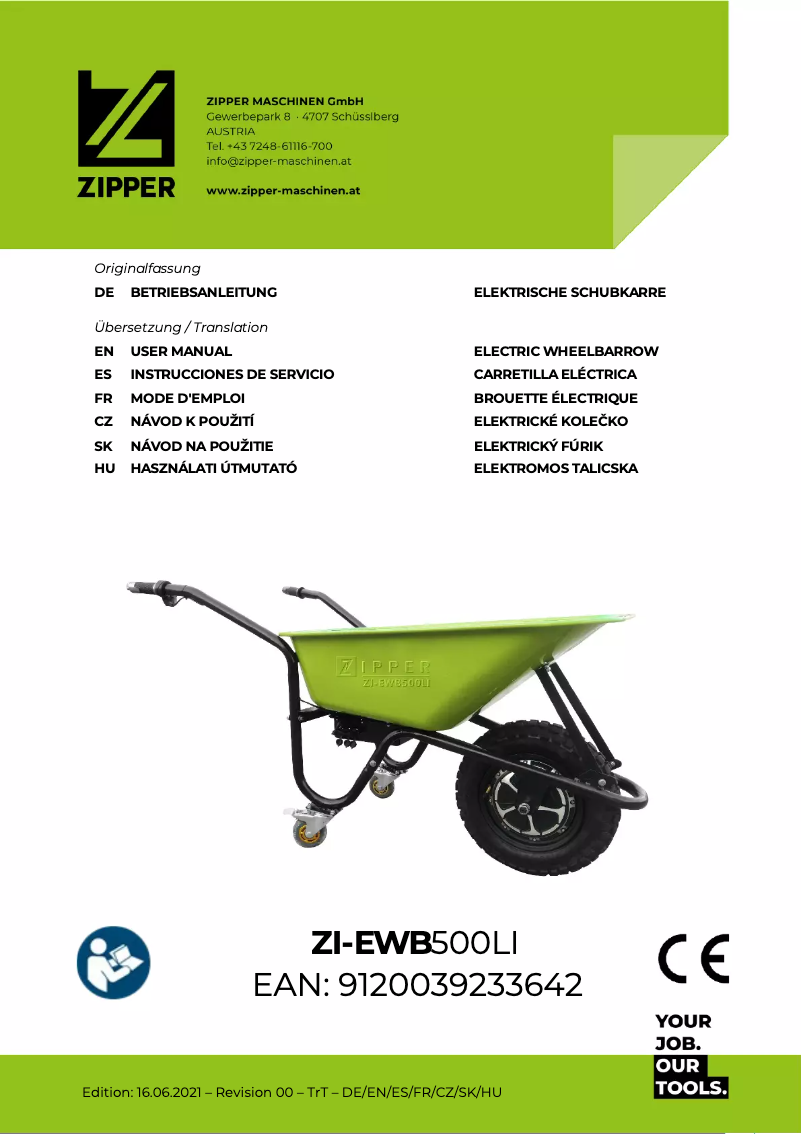 Page 1 de la notice Manuel utilisateur Zipper ZI-EWB500LI