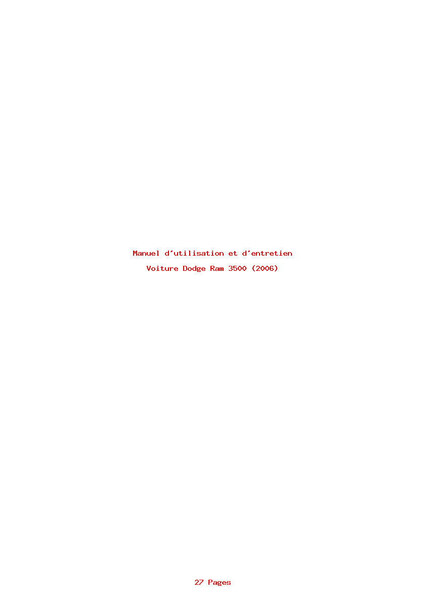 Page 1 de la notice Manuel d'utilisation et d'entretien Dodge Ram 3500 (2006)