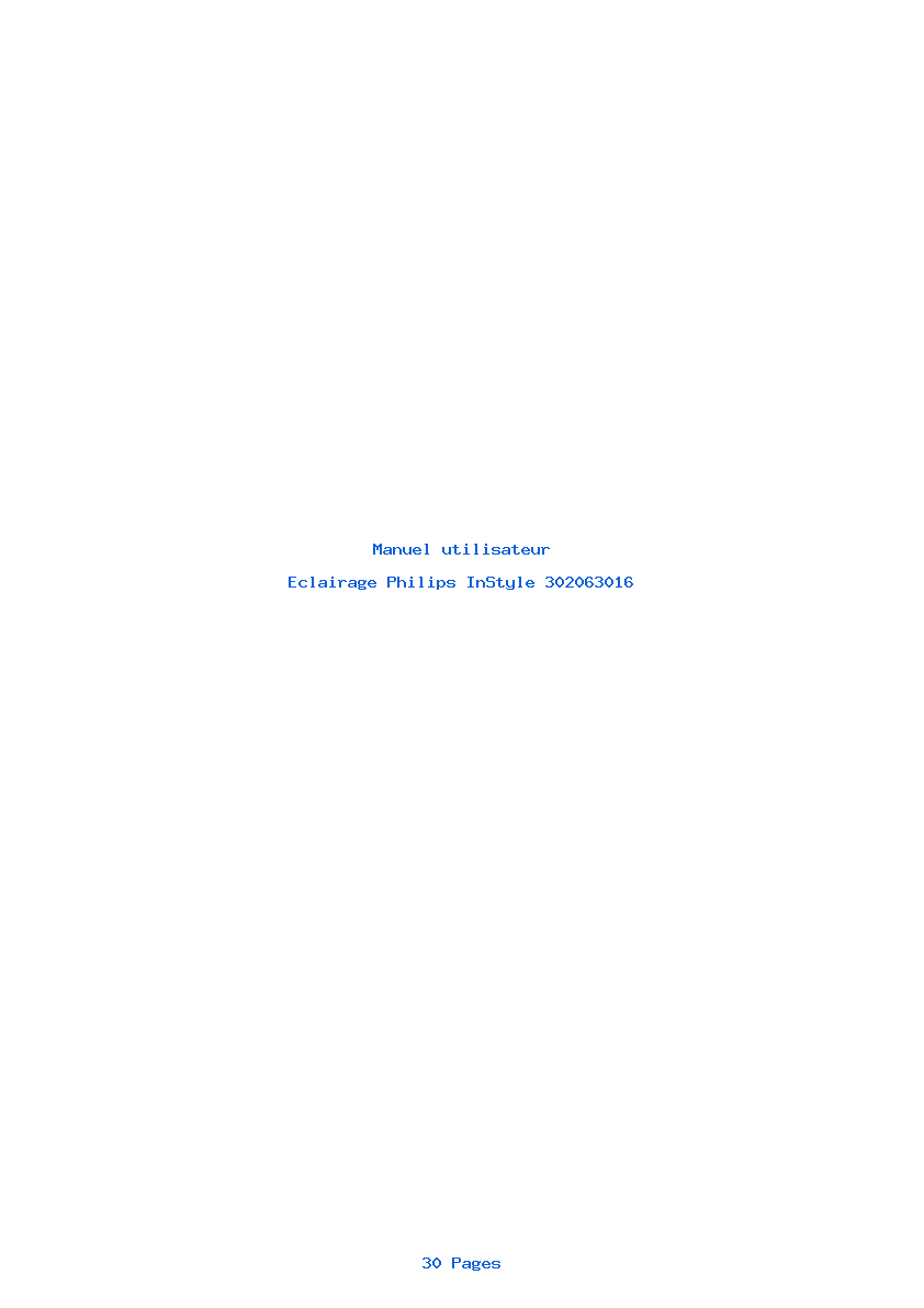 Page 1 de la notice Manuel utilisateur Philips InStyle 302063016