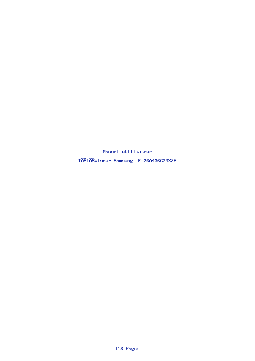 Page 1 de la notice Manuel utilisateur Samsung LE-26A466C2MXZF