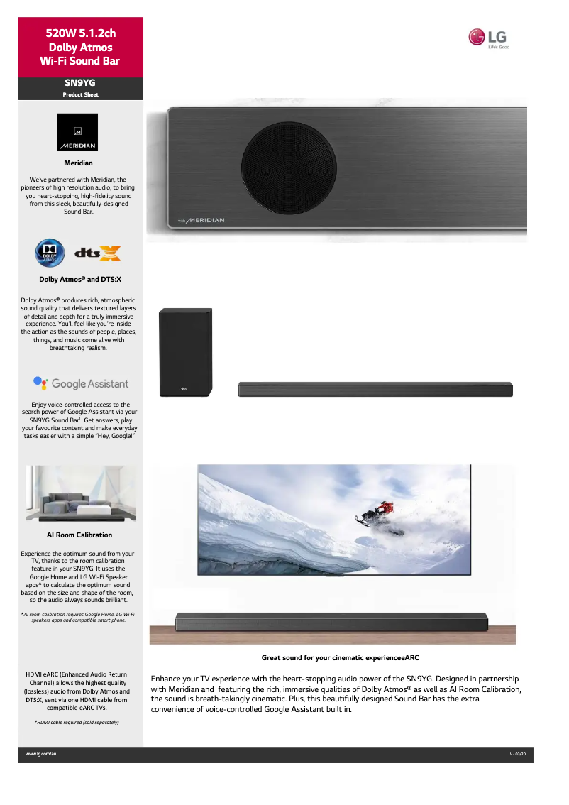 Página 1 del manual Ficha técnica LG SN9YG