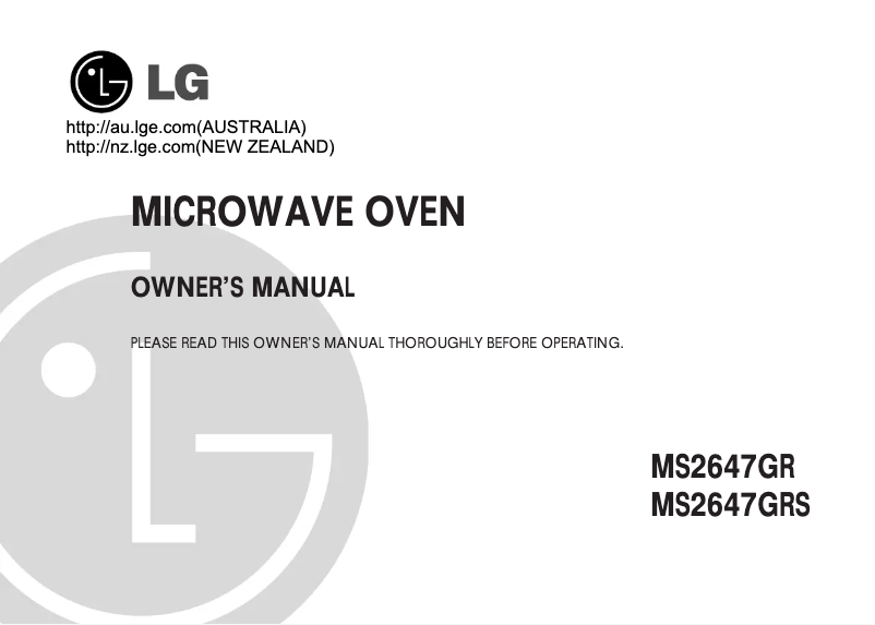 Page 1 de la notice Manuel utilisateur LG MS2647GRS