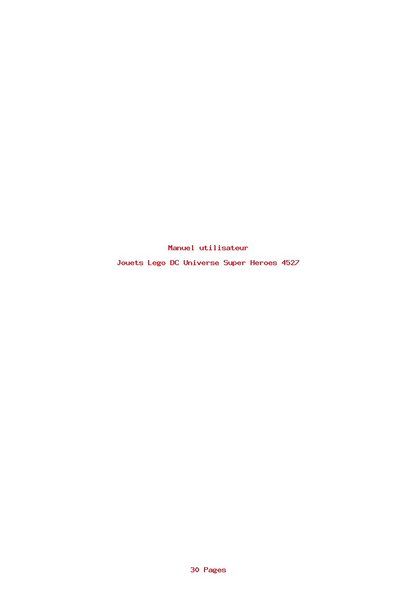Page 1 de la notice Manuel utilisateur Lego DC Universe Super Heroes 4527