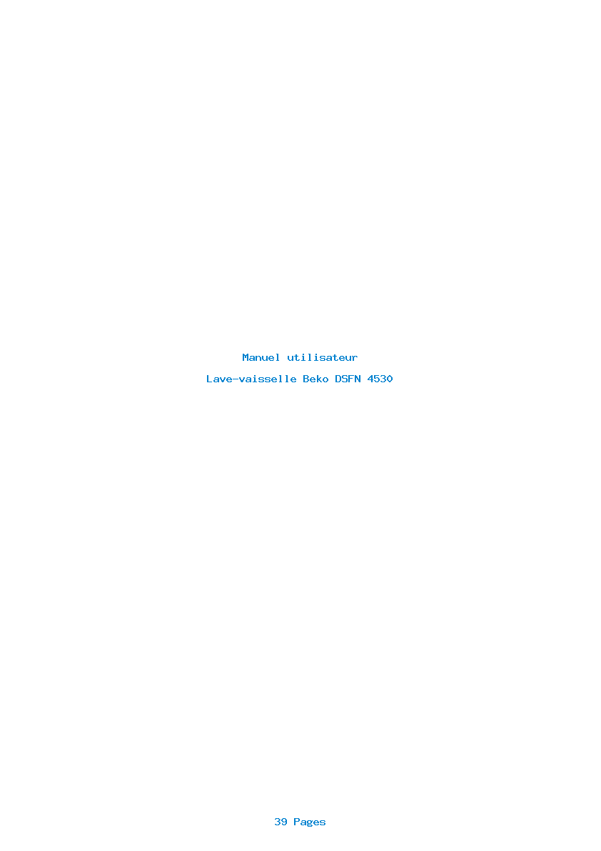 Page 1 de la notice Manuel utilisateur Beko DSFN 4530