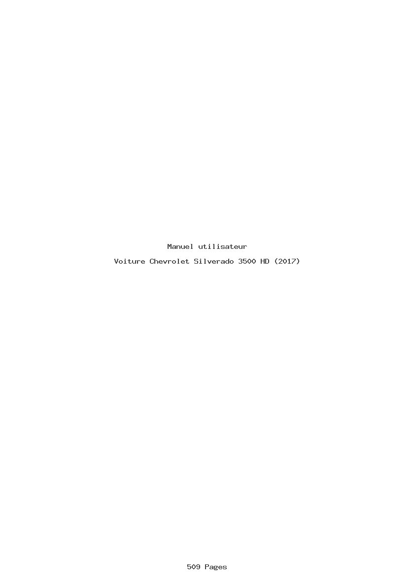 Page 1 de la notice Manuel utilisateur Chevrolet Silverado 3500 HD (2017)