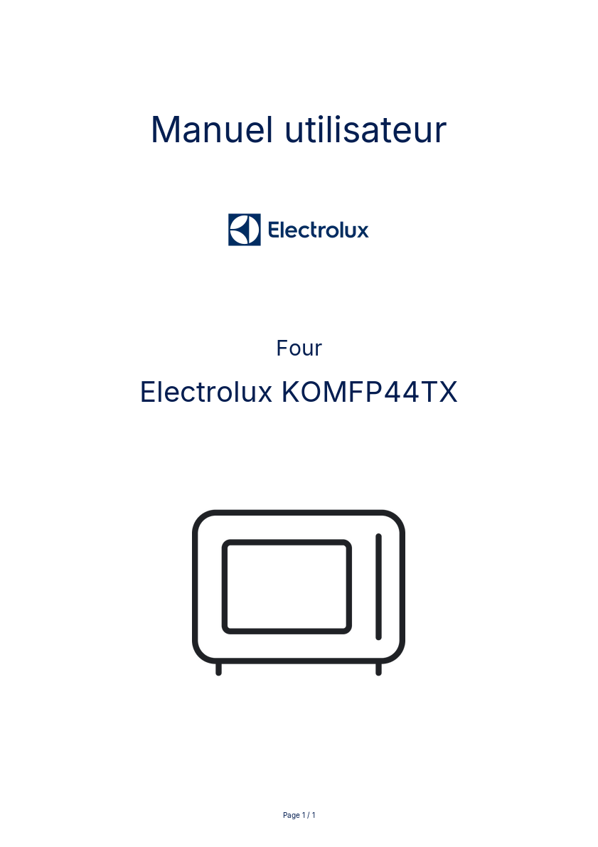 Page 1 de la notice Manuel utilisateur Electrolux KOMFP44TX