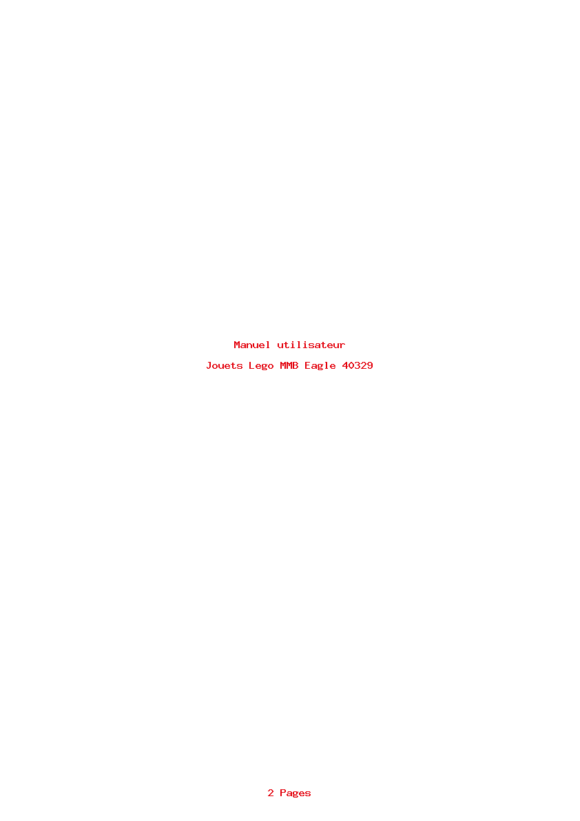 Page 1 de la notice Manuel utilisateur Lego MMB Eagle 40329