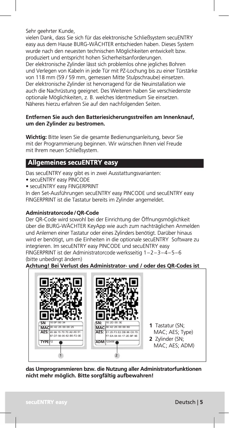 Página 1 del manual Manual de usuario Burg Wächter ENTRYeasy 5602 FP