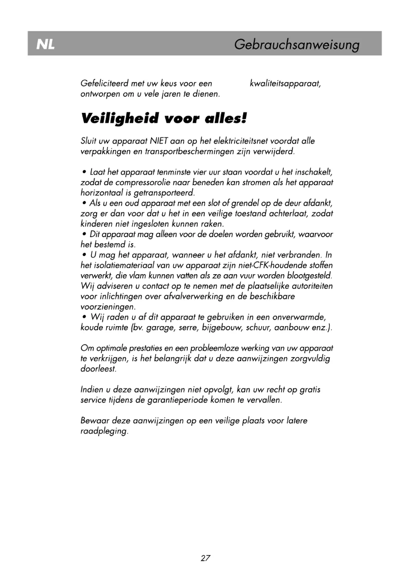 Page 1 de la notice Manuel utilisateur Beko B 2950