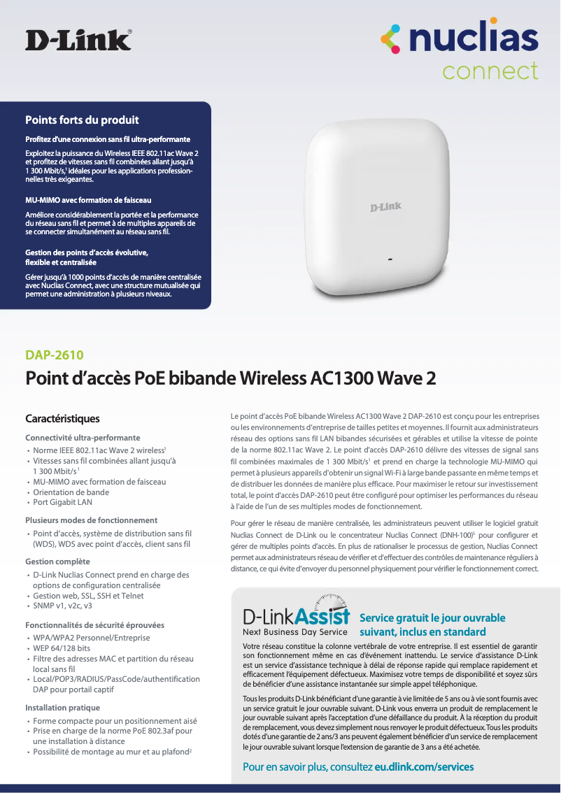 Página 1 del manual Ficha técnica D-Link DAP-2610