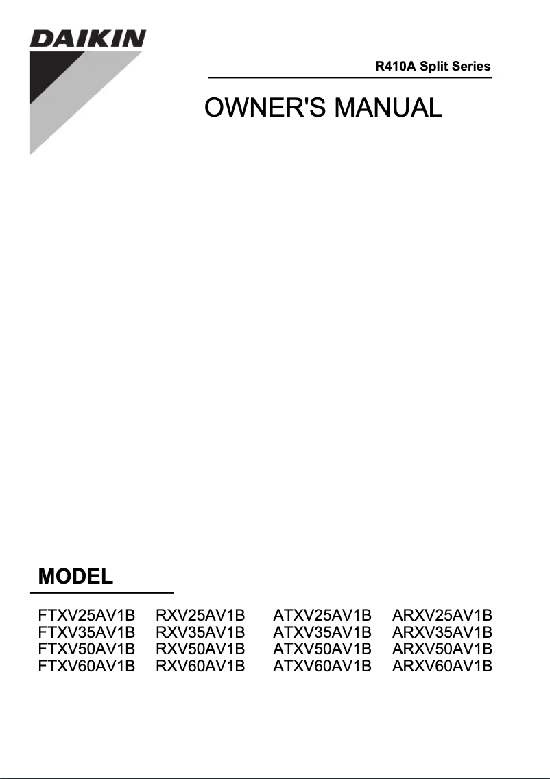 Página 1 del manual Manual de usuario Daikin FTXV50AV1B