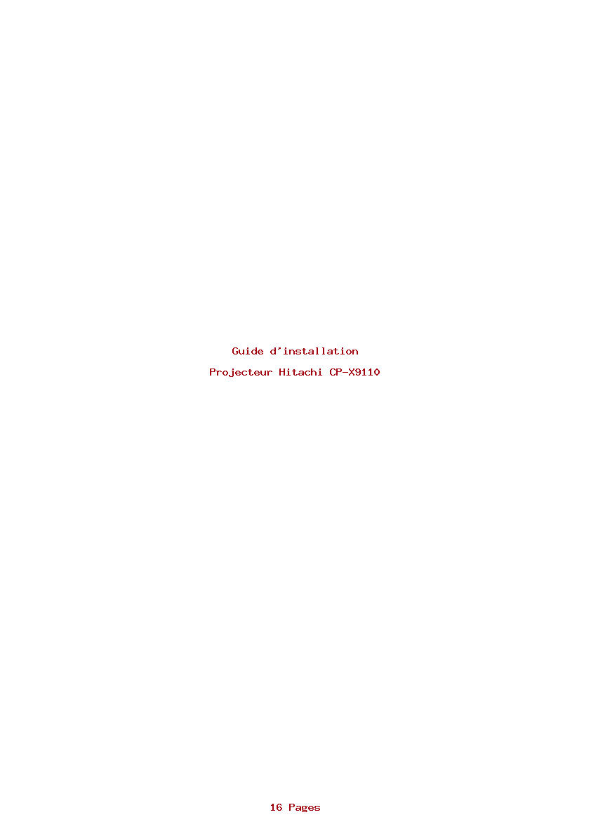 Page 1 de la notice Guide d'installation Hitachi CP-X9110