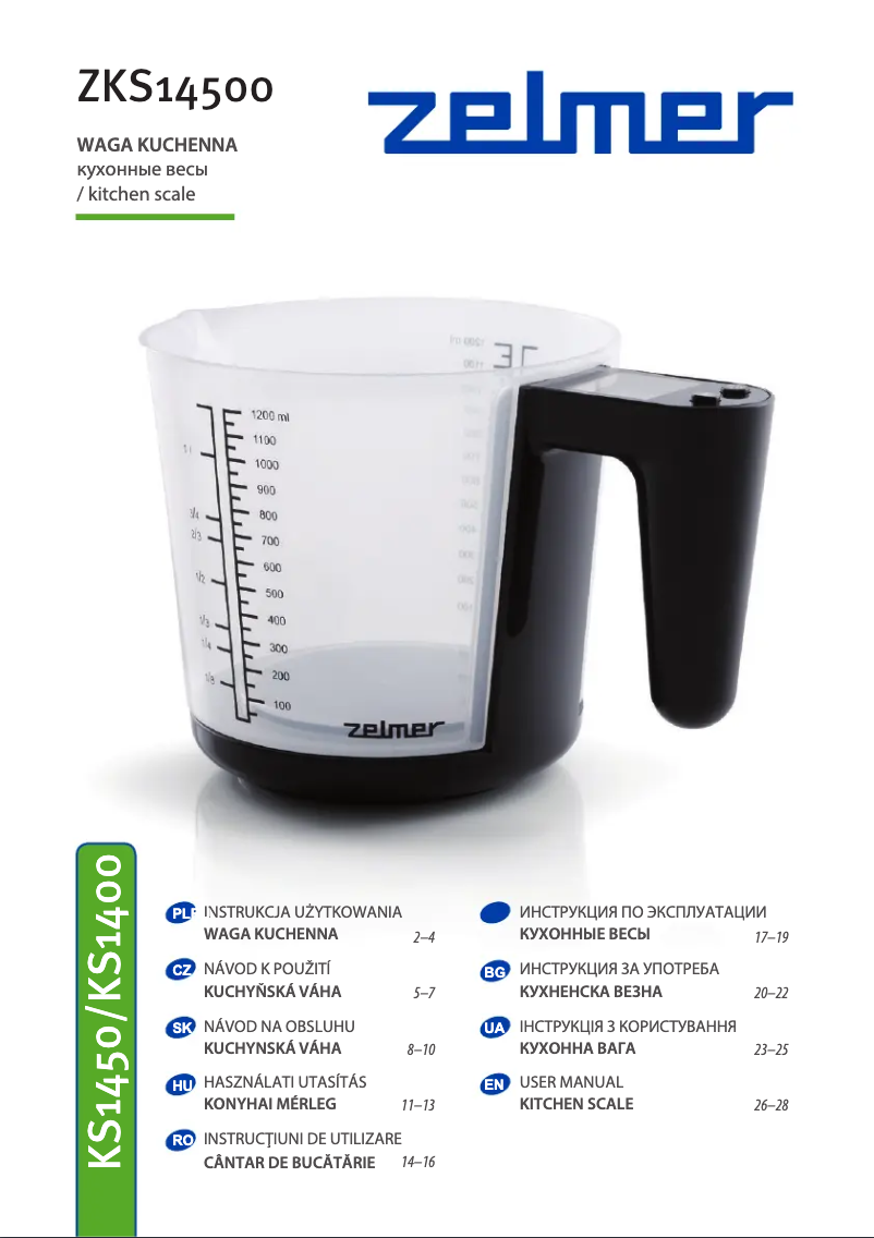 Page 1 of the manual User Manual Zelmer KS1400