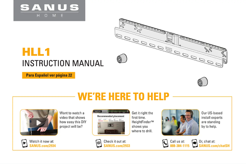 Page 1 de la notice Manuel utilisateur Sanus HLL1