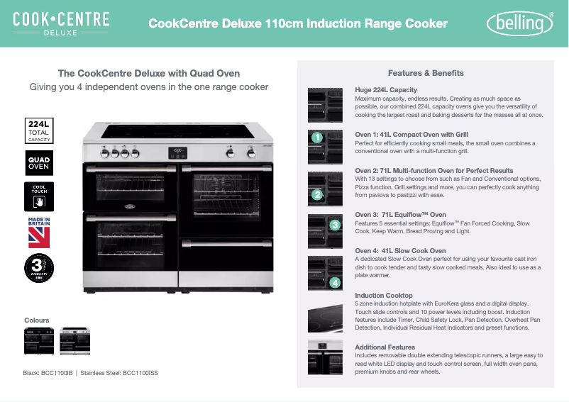 Page 1 de la notice Manuel utilisateur Belling BCC1100ISS