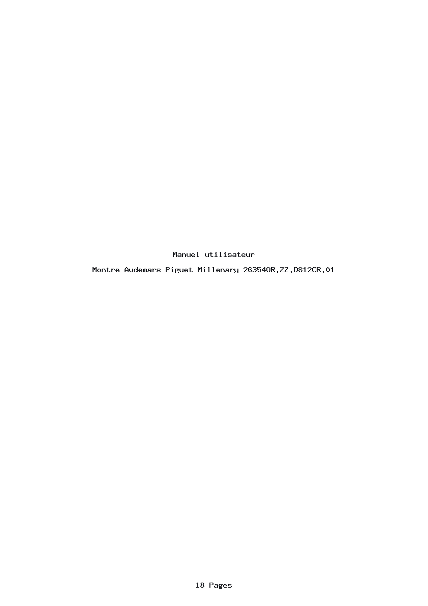 Page 1 de la notice Manuel utilisateur Audemars Piguet Millenary 26354OR.ZZ.D812CR.01